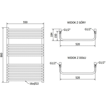 Mexen Apollo badeværelsesradiator 860 x 550 mm hvid