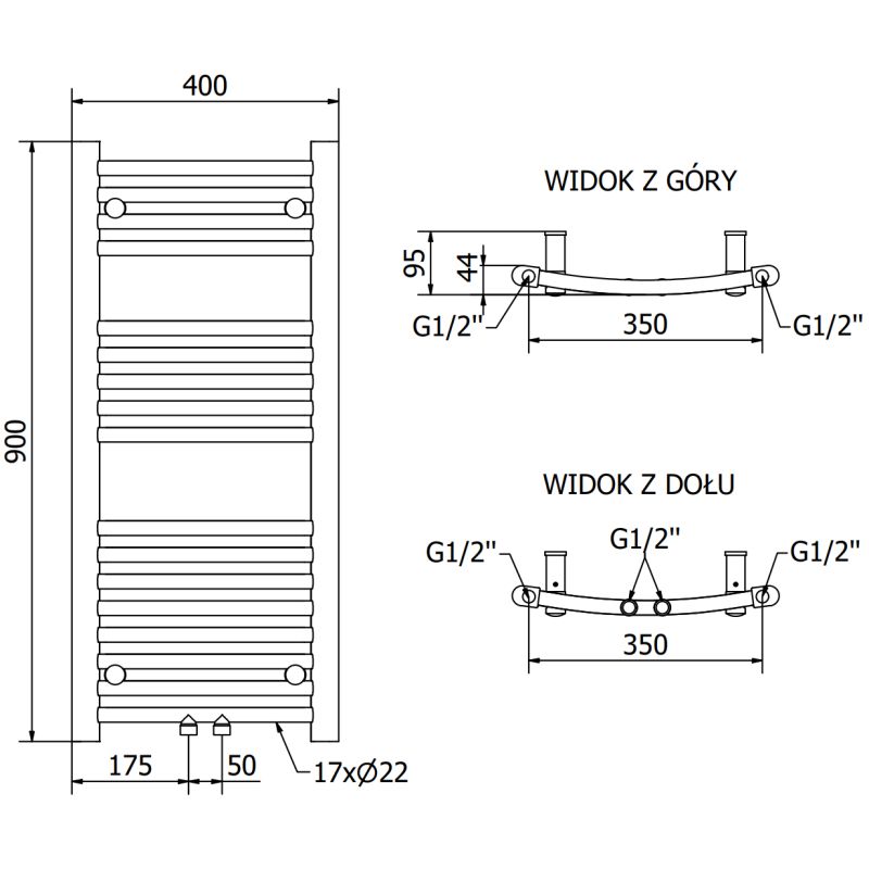 Mexen Ares badeværelsesradiator 900x400 antracit
