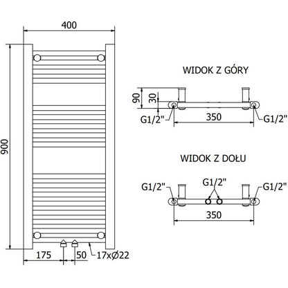 Mexen Mars badeværelsesradiator 900x400 sort