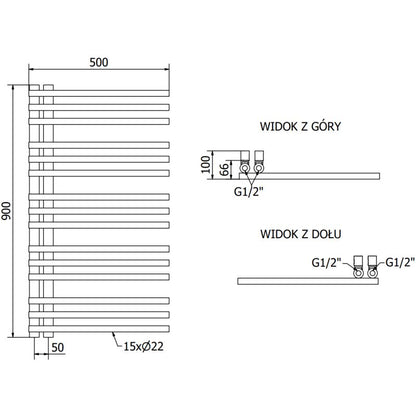 Mexen Neptun badeværelsesradiator 900x500 hvid