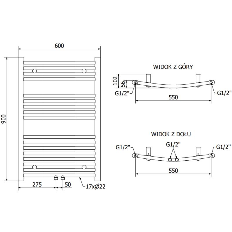 Mexen Ares badeværelsesradiator 900x600 i guld