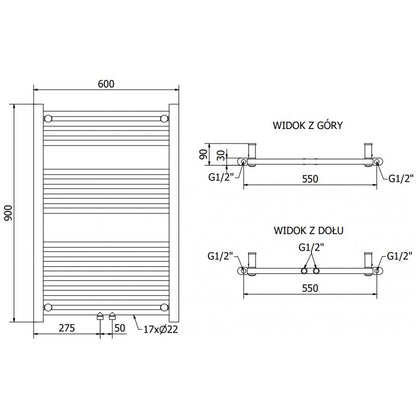 Mexen 900x600 Mars krom badeværelsesradiator