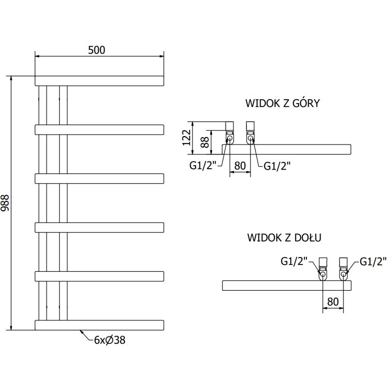 Badeværelsesradiator Mexen Jukon 988 x 500 mm i krom