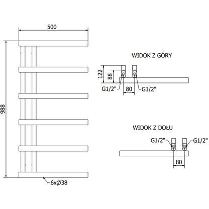 Badeværelsesradiator Mexen Jukon 988 x 500 mm i krom
