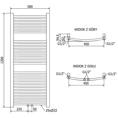 Mexen Ares badeværelsesradiator 1200x500 mm i guld