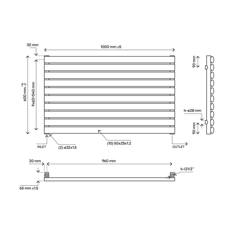 Dekorativ radiator Blyss Wickham 60 x 100 cm antracit