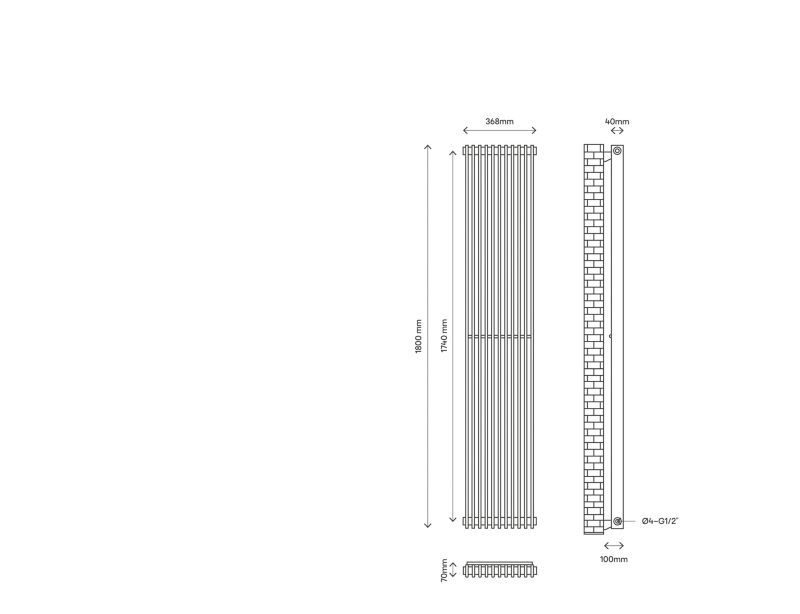 Dekorativ radiator GoodHome Kensal 180 x 36 cm hvid