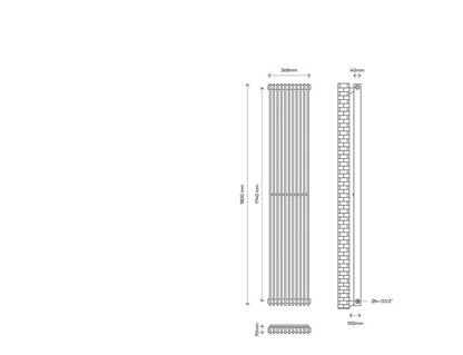 Dekorativ radiator GoodHome Kensal 180 x 36 cm hvid