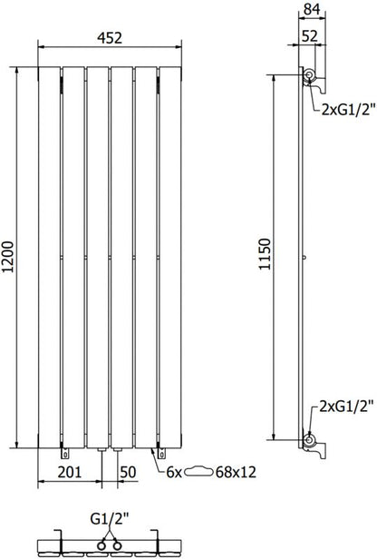 Dekorativ radiator Mexen Boston hvid W213-1200-452-00-20 1 stk.