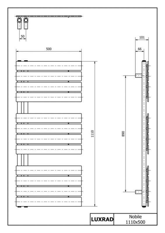 Elektrisk Håndklædetørrer Nobile 111x50 cm Sort Mat