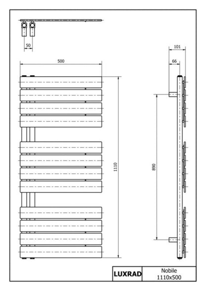 Elektrisk Håndklædetørrer Nobile 111x50 cm Sort Mat 400W