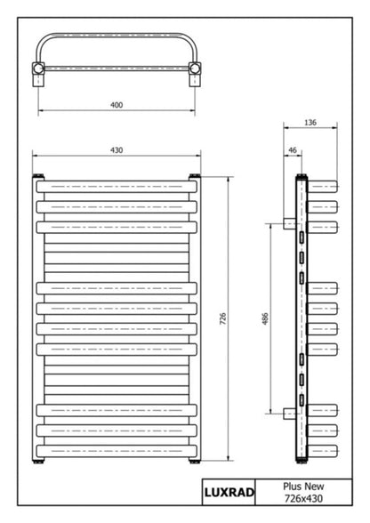 Elektrisk Håndklædetørrer Plus New 72,6x43 cm Hvid 400W