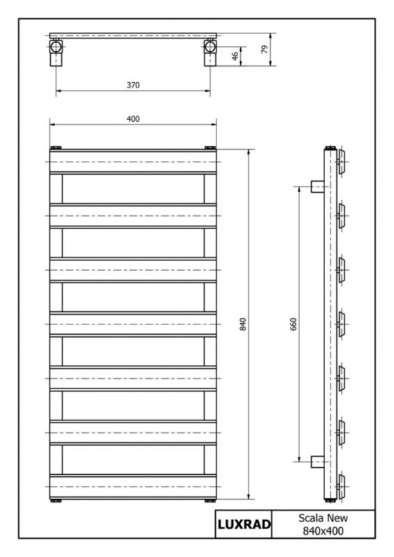 Elektrisk Håndklædetørrer Scala New 84x40 cm Mat Sort