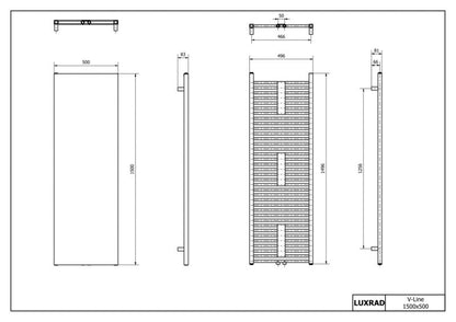 Elektrisk Håndklædetørrer V-line 150x50 cm Sort Mat