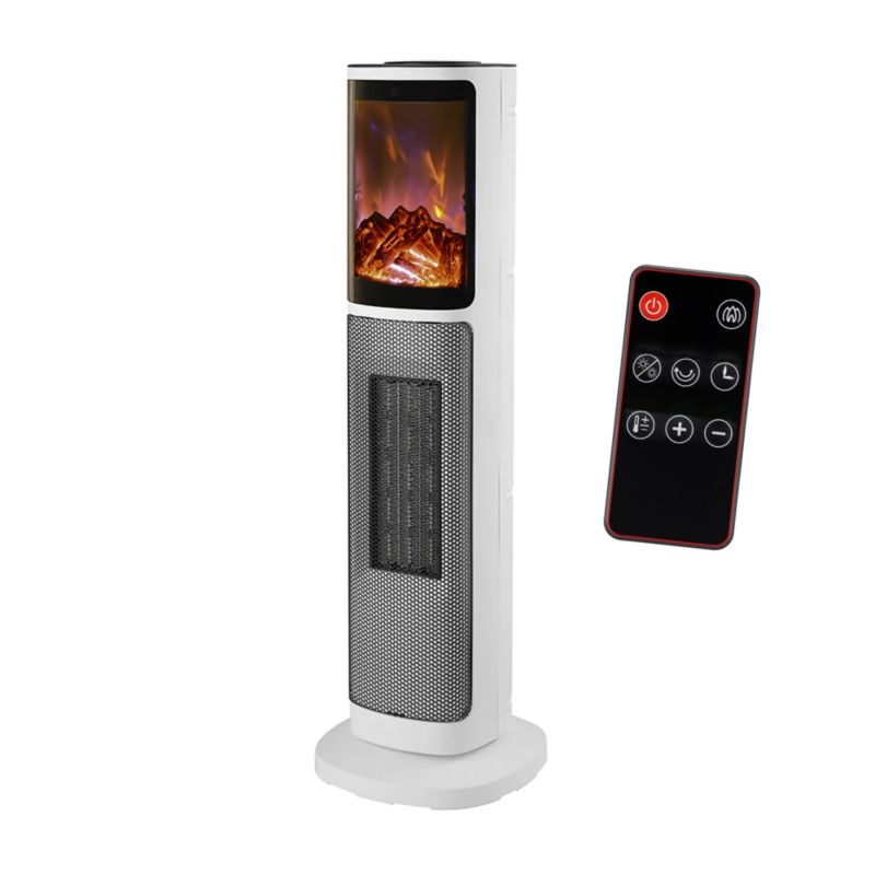 Varmeblæser Lizeo 2000 W Hvid med Flammeeffekt
