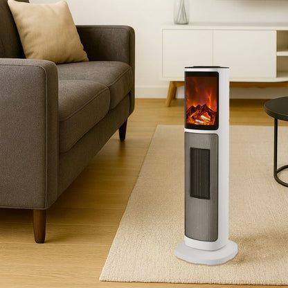 Varmeblæser Lizeo 2000 W Hvid med Flammeeffekt