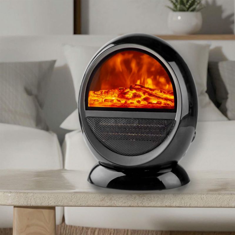 Varmeblæser Ovenia 2000 W med Flammeeffekt Sort