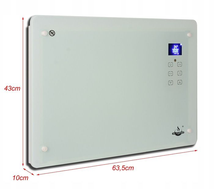 El-radiator Glas 1500W Hvid med Fjernbetjening