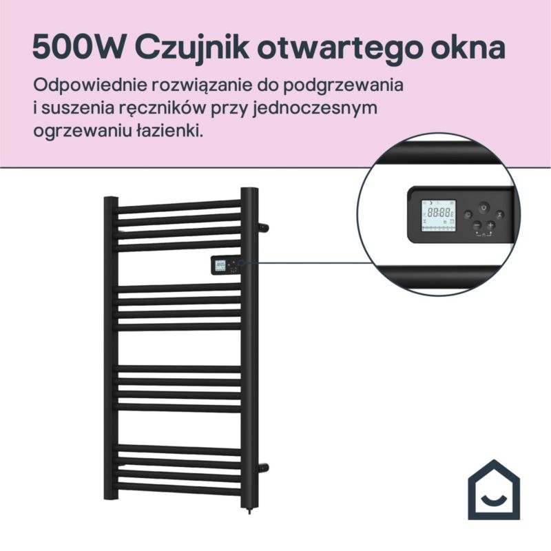 Elektrisk Håndklædetørrer Melton 96x54 cm 500W Sort