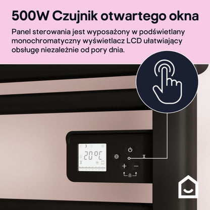 Elektrisk Håndklædetørrer Melton 96x54 cm 500W Sort