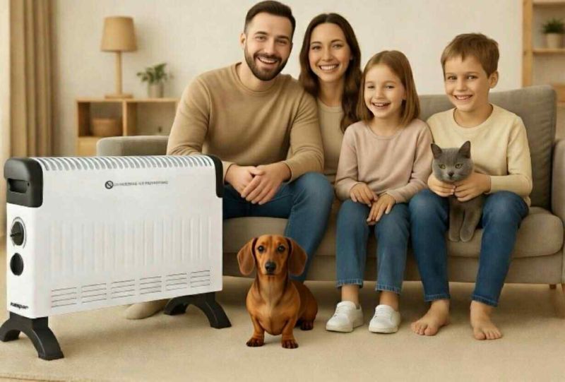 Konvektorradiator 2000W med Termostat Hvid | 5905811978478