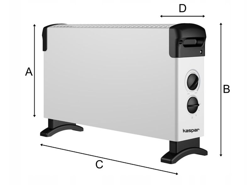 Konvektorradiator 2000W med Termostat Hvid | 5905811978478