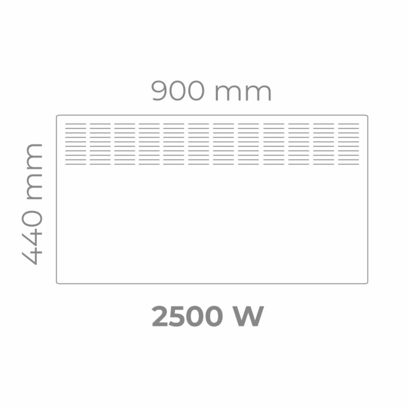 El-radiator Konvektor 2500W 90x44 cm Hvid IP24 BASIC D