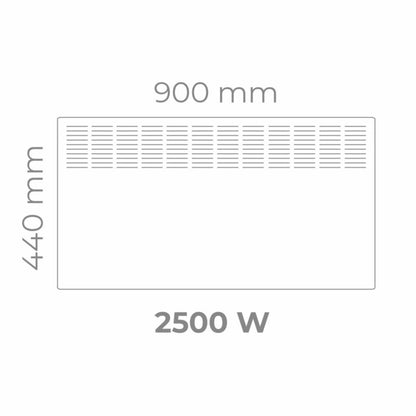 El-radiator Konvektor 2500W 90x44 cm Hvid IP24 BASIC D