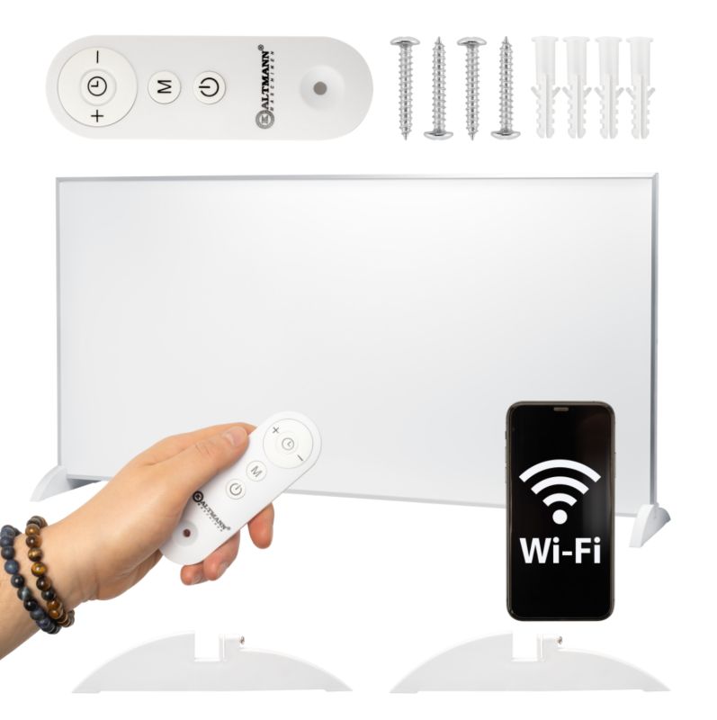 Kaltmann 720W infrarød el-radiator med Wi-Fi og fjernbetjening til 24 m², 1 stk.