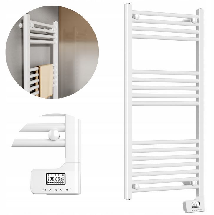 Elektrisk Håndklædetørrer 50x98 cm Hvid med Termostat 500W