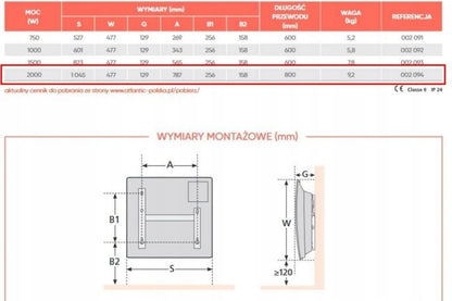 Elradiator Solius Wi-Fi 2000W 104,5x47,7 cm Hvid