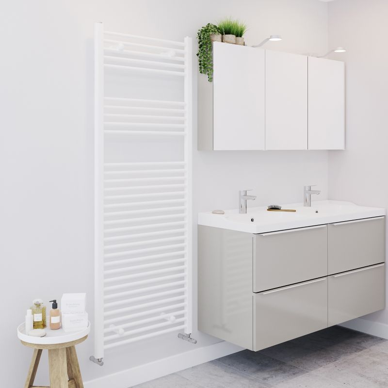 Blyss flad badeværelsesradiator 1600 x 600 mm hvid