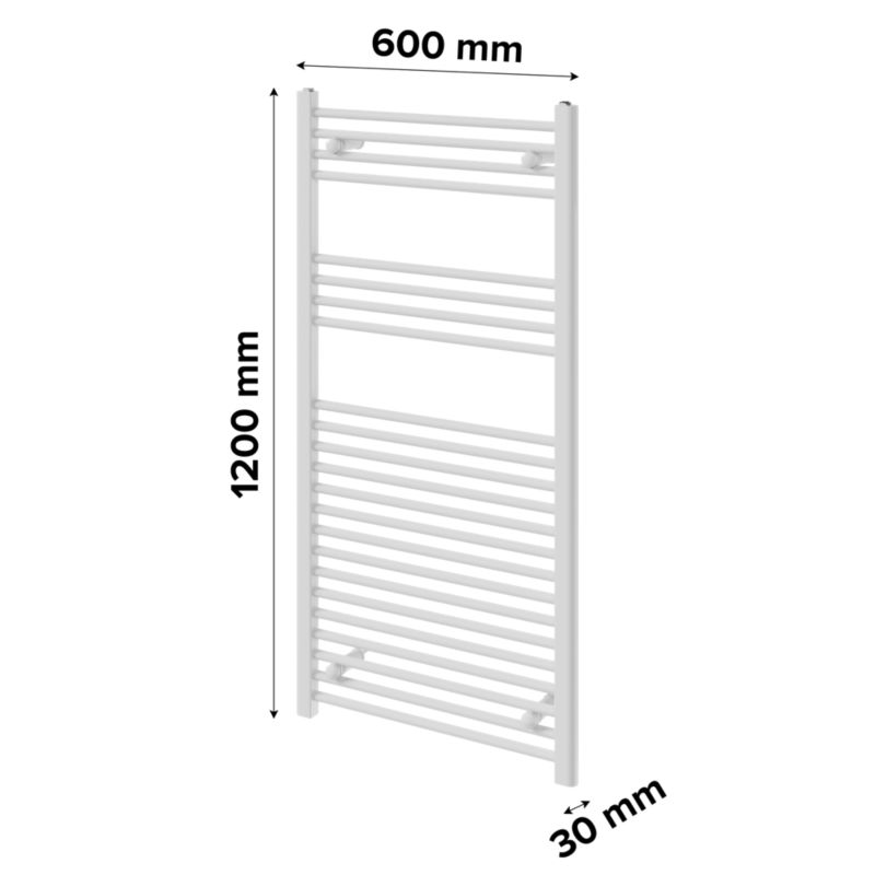 Flomasta flad badeværelsesradiator 120 x 60 cm hvid