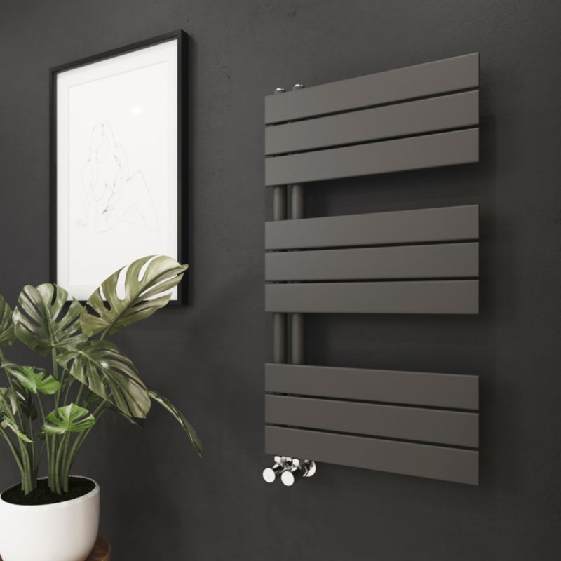 GoodHome Boxwood badeværelsesradiator 90 x 50 cm mat-sort