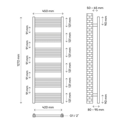 GoodHome Duala badeværelsesradiator 128 x 45 cm hvid