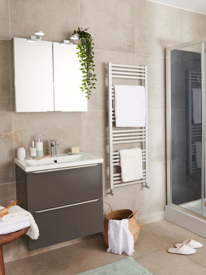 GoodHome Duala badeværelsesradiator 128 x 45 cm grå