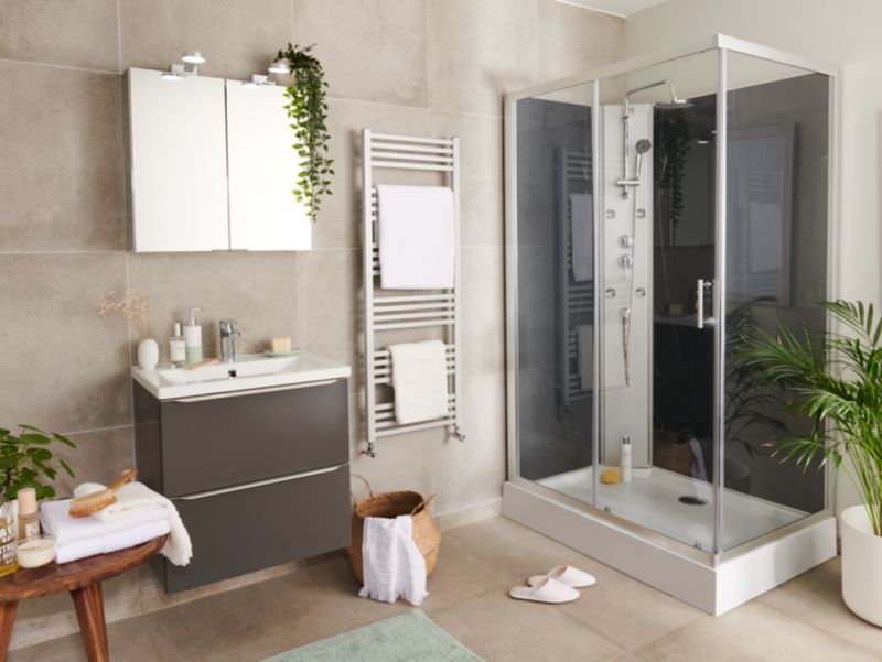 GoodHome Duala badeværelsesradiator 128 x 45 cm grå
