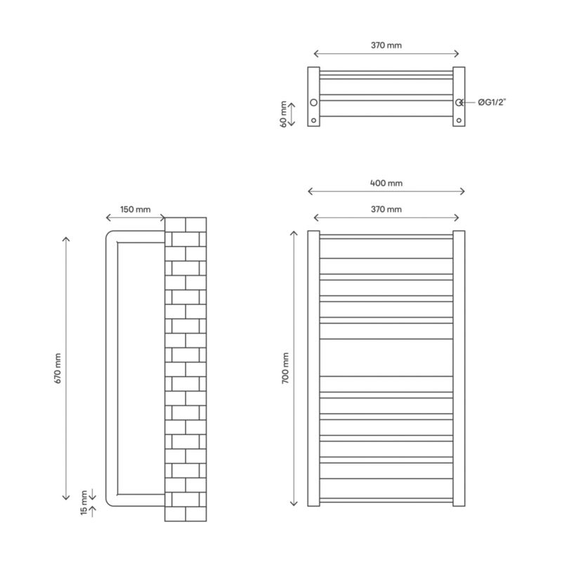 GoodHome Loreto badeværelsesradiator 40 x 70 cm hvid