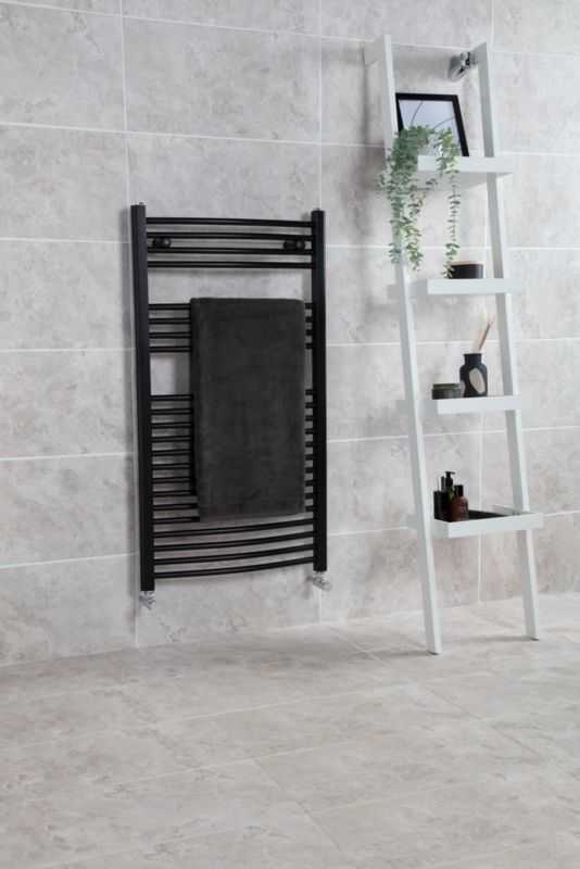 GoodHome profileret badeværelsesradiator 110 x 60 cm mat-sort