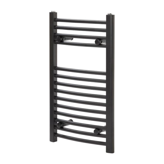 GoodHome profilvarmet sort badeværelsesradiator 70 x 40 cm