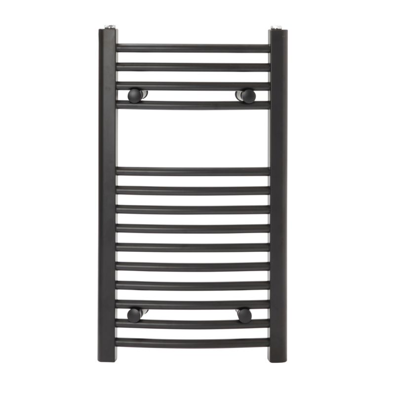 GoodHome profilvarmet sort badeværelsesradiator 70 x 40 cm