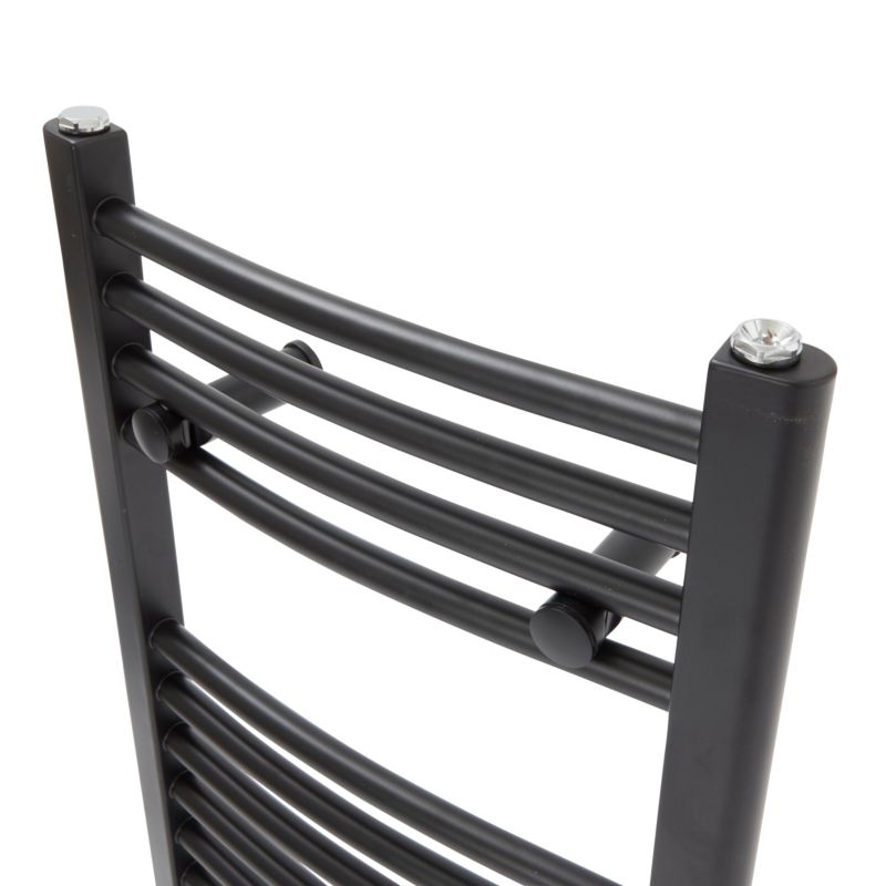 GoodHome profilvarmet sort badeværelsesradiator 70 x 40 cm