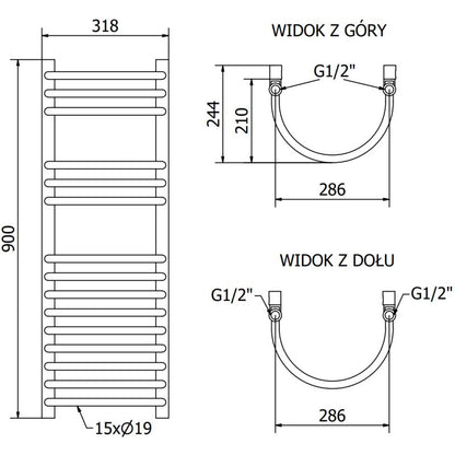 Mexen Eros radiator 900 x 318 mm, hvid