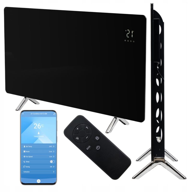 Infrarødt Varmepanel Glas 120x68 cm 720W Sort WiFi