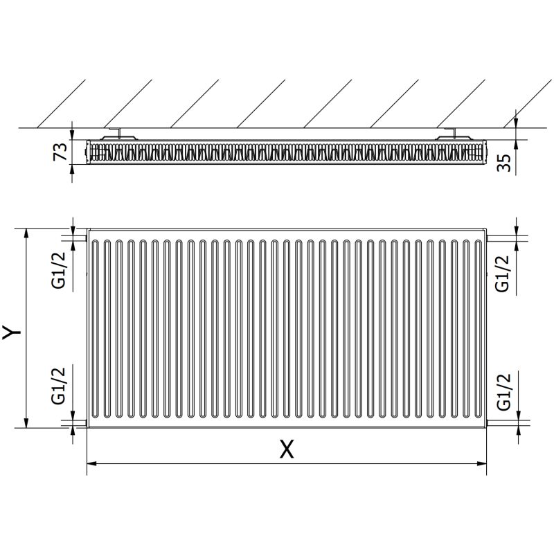 Mexen panelradiator 600x500 hvid 641 W 1 stk.