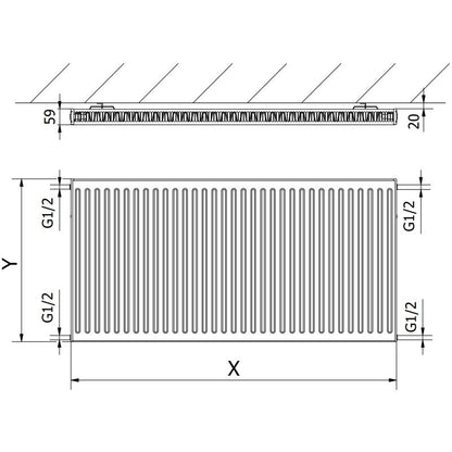 Mexen panelradiator 600x900 hvid 840 W 1 stk.