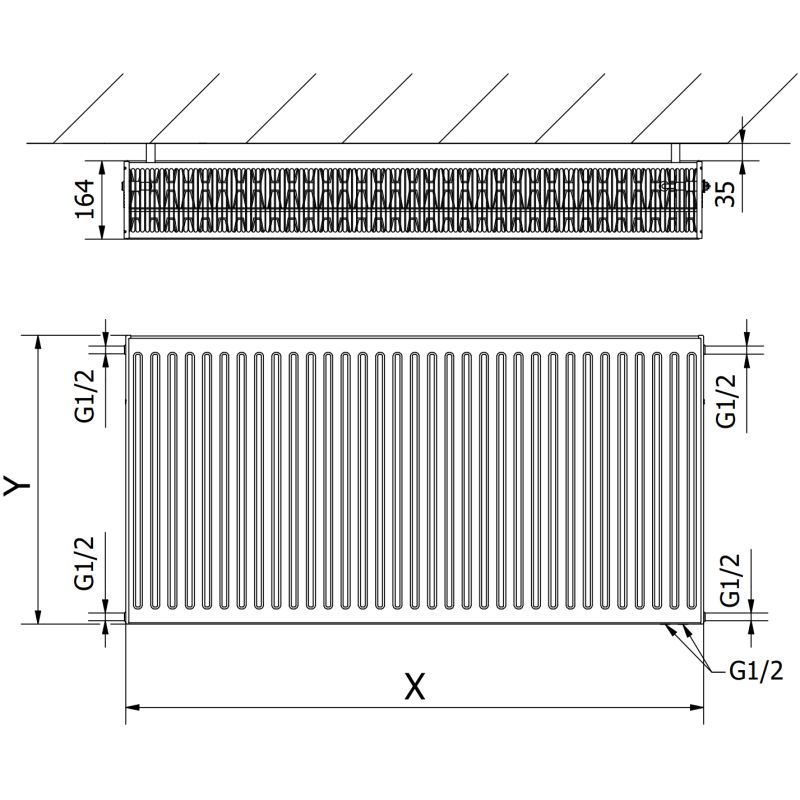 Mexen panelradiator 900x1600 hvid 5091 W 1 stk.