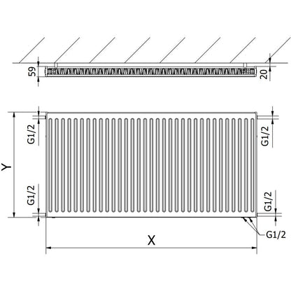 Mexen panelradiator 900x1800 hvid 2292 W 1 stk.