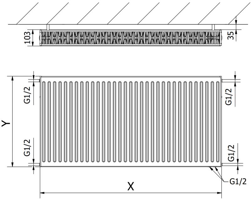 Mexen CV22 panelradiator 600 x 1400 antracit 2314 W