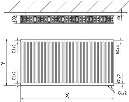 Mexen CV22 panelradiator 600 x 500 antracit 826 W